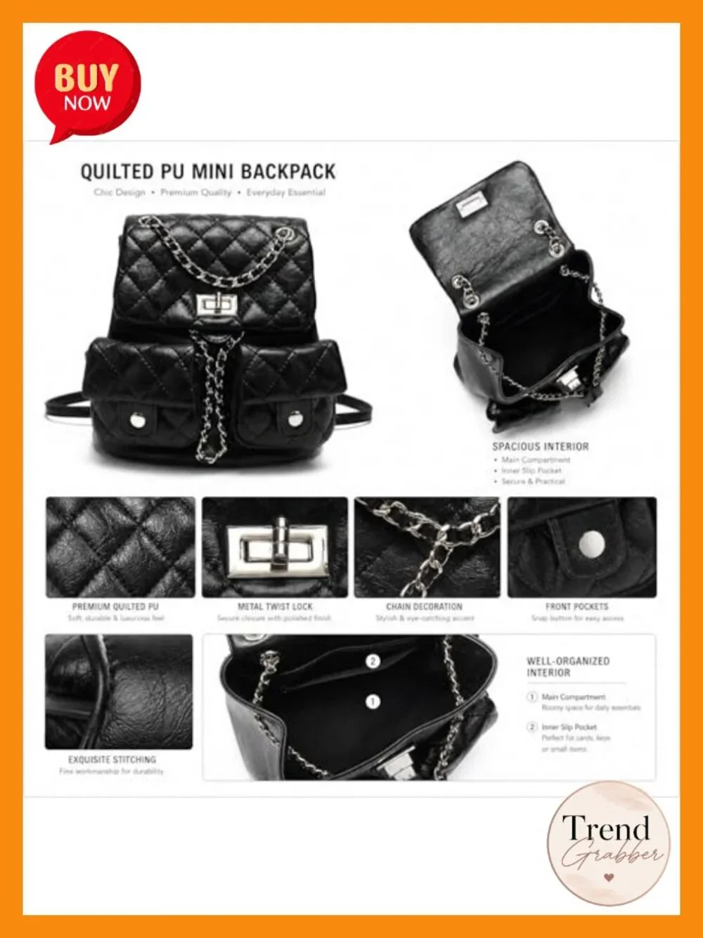 Quilted Mini Backpack Purse for Women Small PU Leather Fashion Backpack with